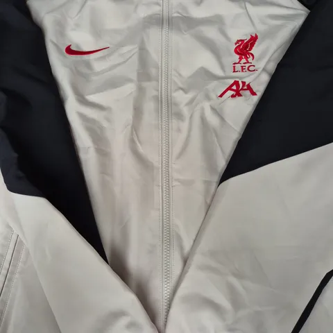 NIKE LIVERPOOL FOOTBALL CLUB ZIP-UP JACKET IN CREAM/BLACK/RED SIZE LARGE