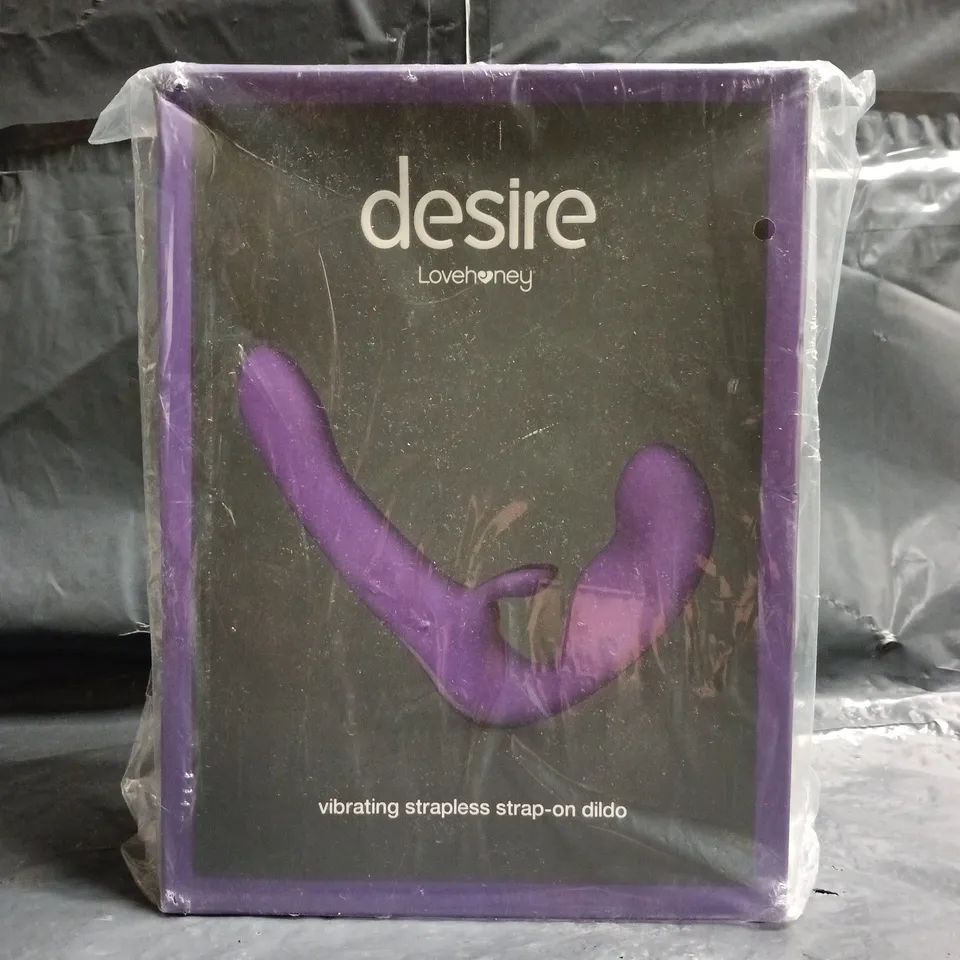 BOXED LOVEHONEY DESIRE VIBRATING STRAPLESS STRAP-ON DILDO