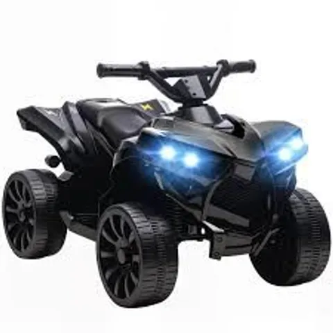 BOXED AIYAPLAY 6V KIDS ATV, 4 WHEELER ELECTRIC RIDE ON CAR - BLACK (1 BOX)