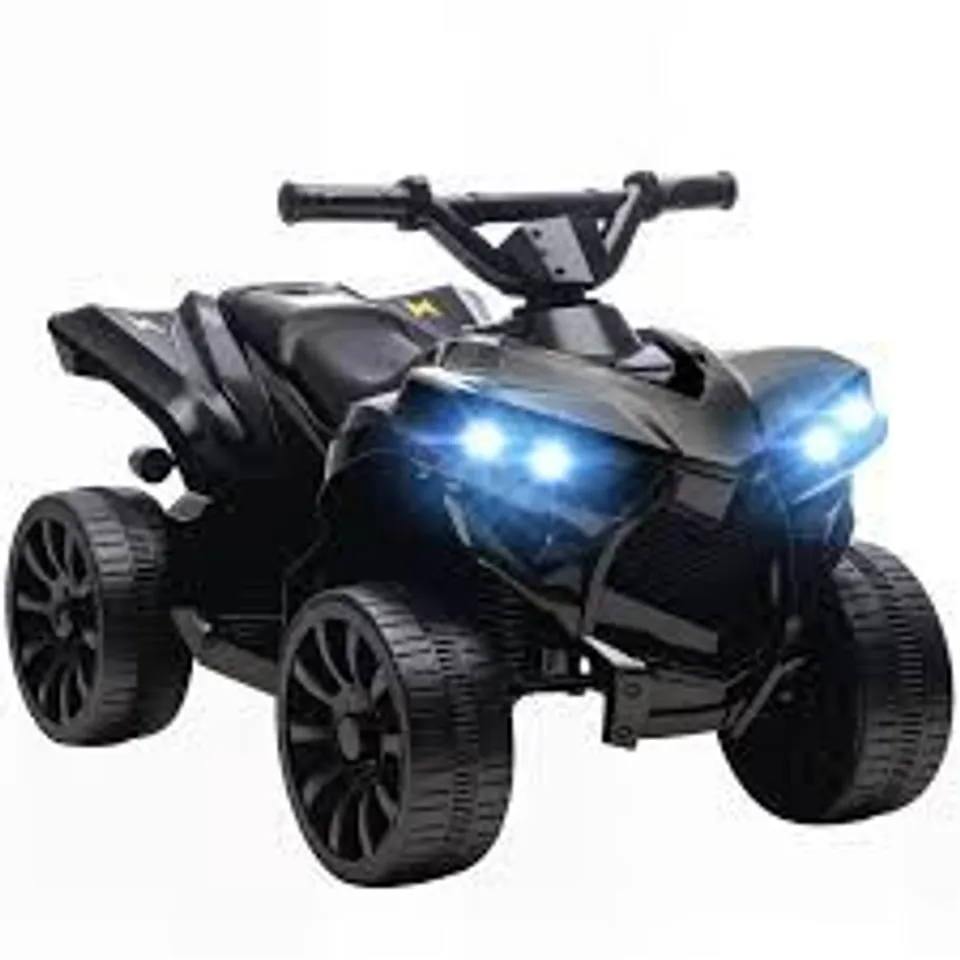 BOXED AIYAPLAY 6V KIDS ATV, 4 WHEELER ELECTRIC RIDE ON CAR - BLACK (1 BOX)