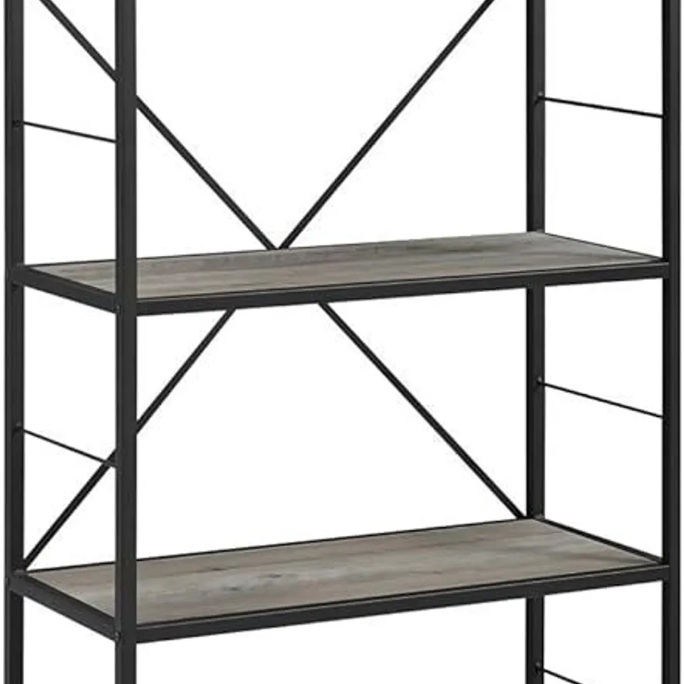 BRAND NEW BOXED WALKER EDISON WOODEN BOOKCASE WITH 4 SHELVES IN RUSTIC GREY (1 BOX)