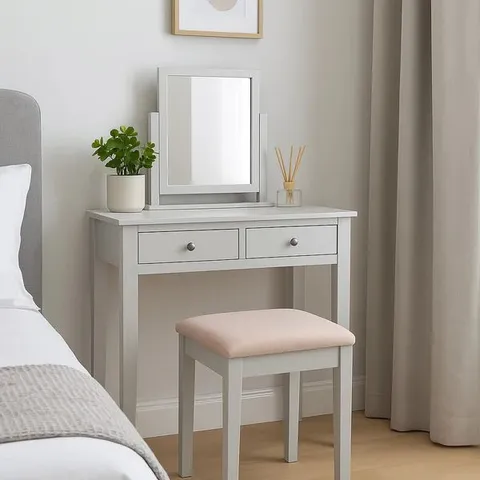 BOXED ASPECT VICTORIA DRESSING STOOL WITH PADDED SEAT - BEIGE/GREY (1 BOX)