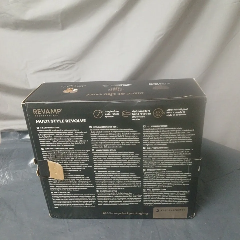 REVAMP PROFESSIONAL MULTI STYLE REVOLVE 3-IN-1 ROTATING HAIR STYLER BOXED