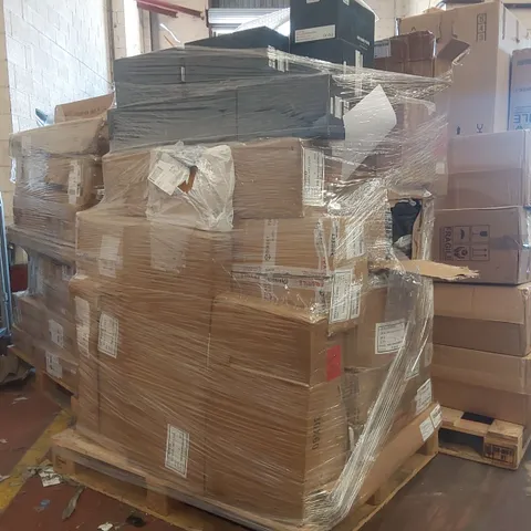 PALLET CONTAINING A VERY LARGE QUANTITY OF ASSORTED ITEMS INCLUDING: PRINTER CARTRIDGES, SHOE RACKS ECT