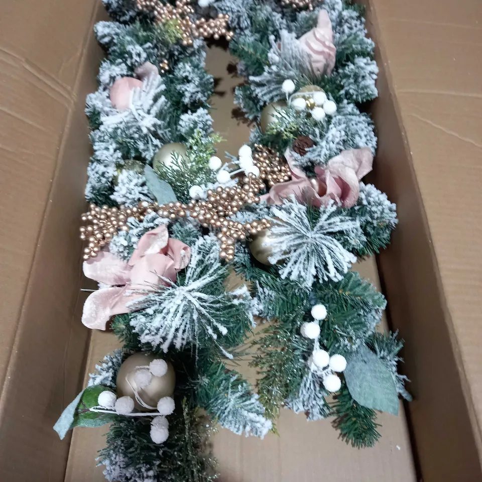 FROSTED ROSE SWAG CHRISTMAS GARLAND RRP £49.99