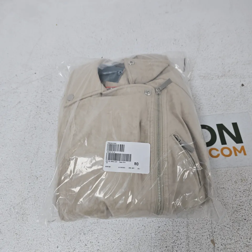 RUTH LANGSFORD BIKER JACKET TAUPE SIZE 20