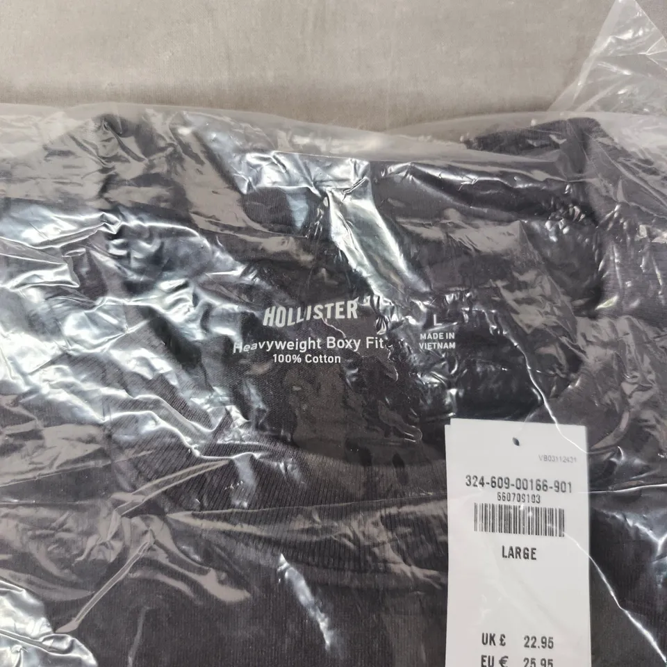 HOLLISTER HEAVYWEIGHT BOXY FIT SWEATSHIRT DARK GREY – 100% COTTON – LARGE