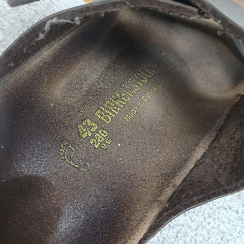 BIRKENSTOCK BROWN LEATHER SANDALS, DOUBLE BUCKLE – EU 43 (UK 9) MADE IN GERMANY
