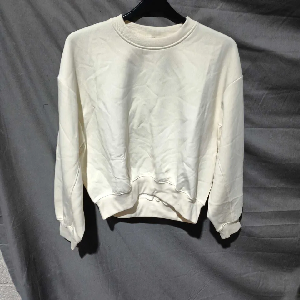 ZARA CREAM SWEATSHIRT, CREW NECK, SIZE M (UK), MADE IN PAKISTAN