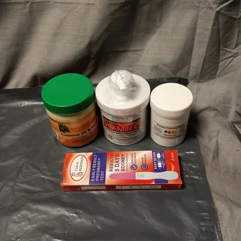 APPROXIMATELY 20 ASSORTED COSMETIC ITEMS INCLUDING EARLY RESPONSE PREGNANCY TEST, COCONUT OIL AND SHEA BUTTER, VITAMIN C  BRIGHTENING CREAM, PRIMROSE CREAM ETC
