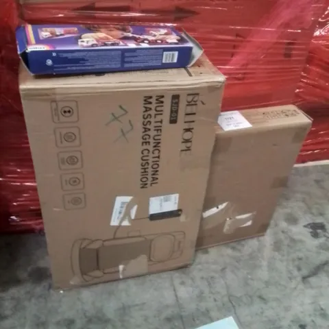 PALLET OF ASSORTED HOUSEHOLD GOODS AND PRODUCTS TO INCLUDE;MASSAGE CUSHION,INDUCTION HOB,KIDS GAME
