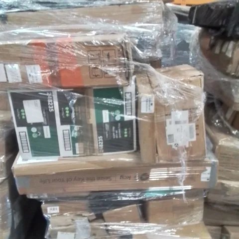 PALLET CONTAINING VARIOUS ASSORTED ITEMS TO INCLUDE, BATHROOM MIRROR CABINET, PIZZA OVEN, COMPUTER DESK AND LOTS MORE UNMARKED BOXED ITEMS 