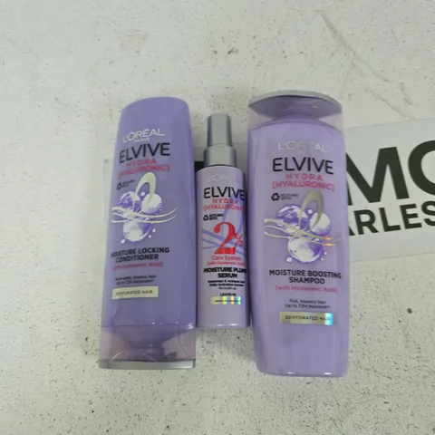 L'ORΓAL PARIS ELVIVE HYDRA HYALURONIC HAIR CARE TRIO β SHAMPOO, CONDITIONER & SERUM