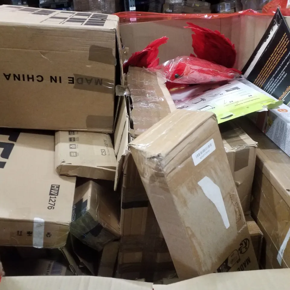 PALLET CONTAINING ASSORTED PRODUCTS INCLUDING PROJECTOR SCREEN, MOONLIGHT TREASURE BOX, TV WALL MOUNT, RETRACTABLE SAFETY & GAMING MOUSE PAD