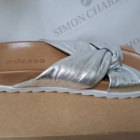 boxed ADESSO sandles in sliver size 7