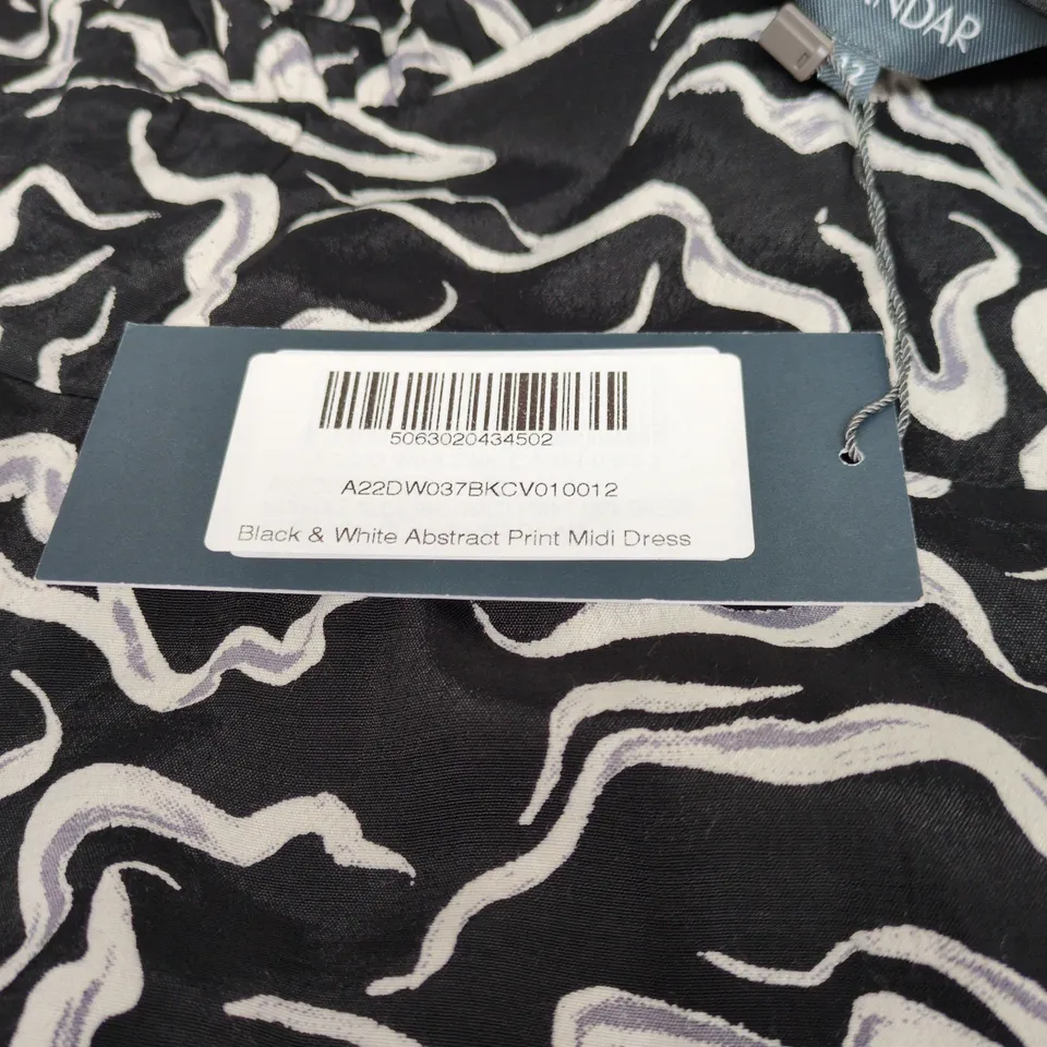 SOSANDAR BLACK AND WHITE ABSTRACT PRINT MIDI DRESS SIZE 12 TAGGED