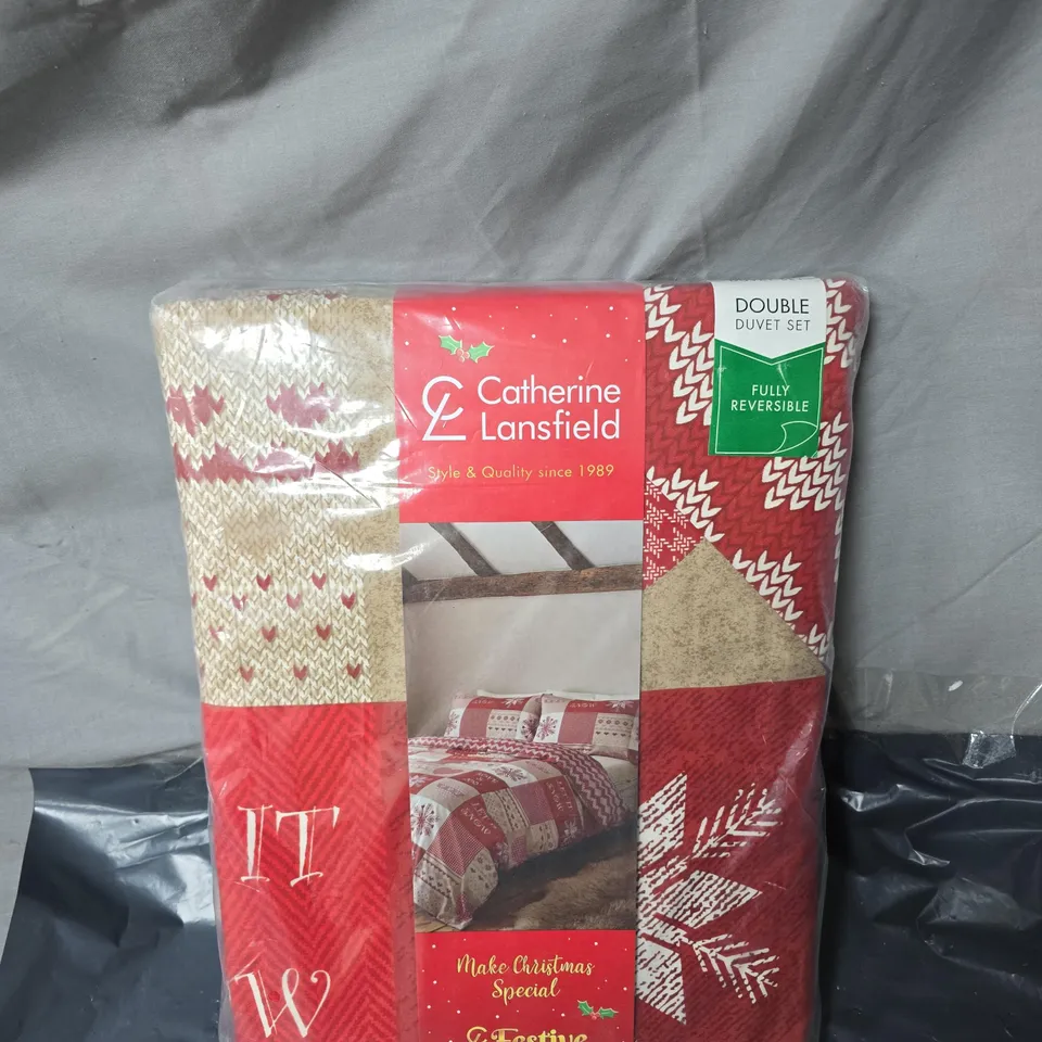 CATHERINE LANSFIELD LET IT SNOW FESTIVE COLLECTION FULLY REVERSIBLE DUVET SET DOUBLE