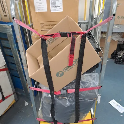 CAGE OF APPROXIMATELY 10 ASSORTED BROKEN ITEMS TO INCLUDE - MICROWAVE, DOG BED, AND BAGGED CLOTHING ETC. COLLECTION ONLY