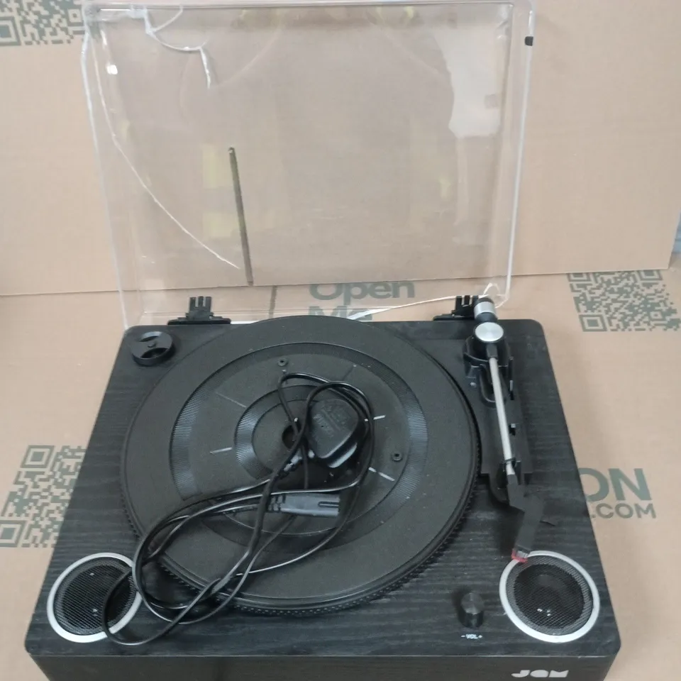 JAM TURNTABLE WITH BUILT-IN SPEAKERS – BLACK WITH CLEAR LID
