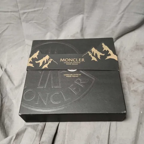 MONCLER SUNRISE POUR FEMME GIFT SET, SHOWER GEL/BODY CREAM/EAU DE PARFUM. BOXED