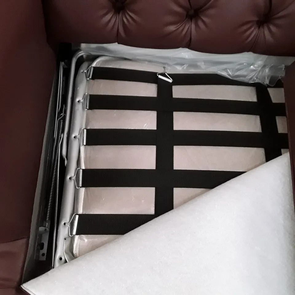 QUALITY DESIGNER FOXCOTE 3 SEATER SOFA BED - BROWN LEATHER