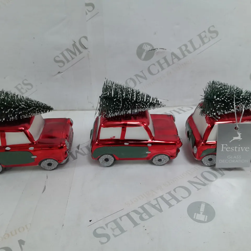 FESTIVE 3X TREE CAR GLASS DECORATION 