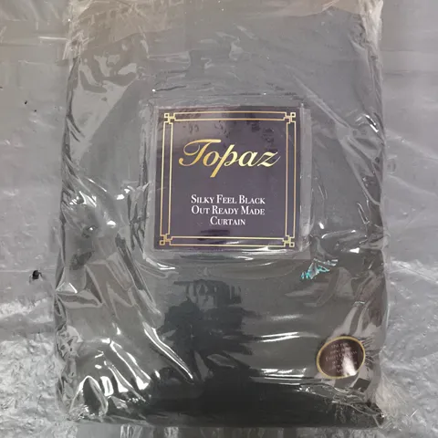 TOPAZ SILKY FEEL BLACK OUT READY MADE CURTAINS - 90 X 90"