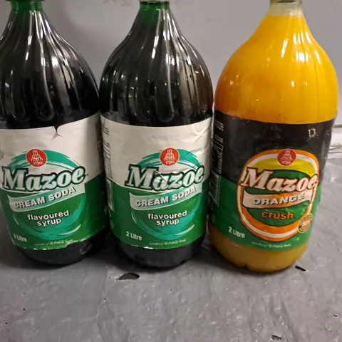 LOT OF 3 2L MAZOE SYRUPS INCLUDES ORANGE AND CREAM SODA