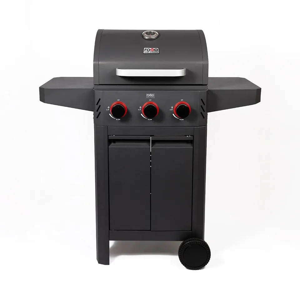 BRAND NEW BOXED FOGO AND CHAMA FIRECRACKER, 3 BURNER GAS BBQ - FC-FIRCR3 RRP £225