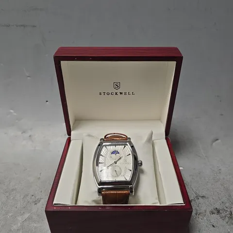 STOCKWELL WATCH – SUB DIALS AND MOONPHASE MOVEMENT – LEATHER STRAP – GIFT BOX