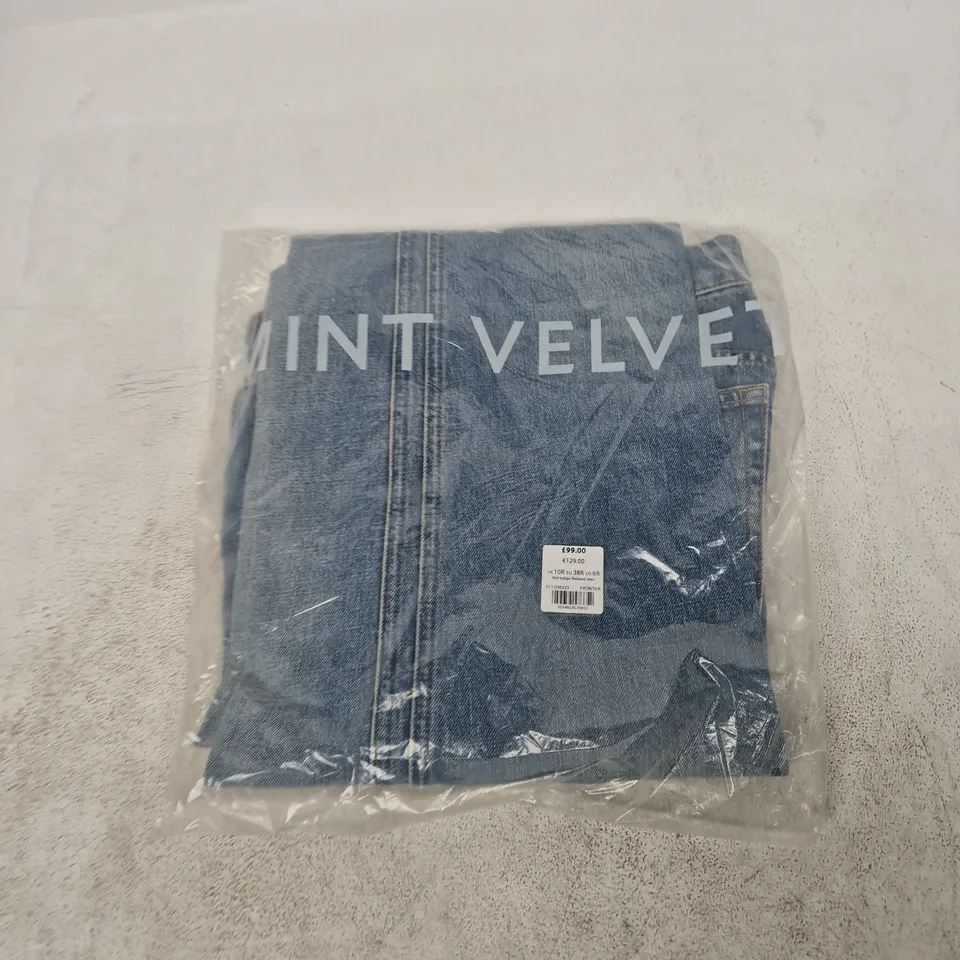 MINT VELVET MID INDIGO RELAXED JEANS – UK 10R (EU 38R, US 6R) – IN PACKAGING