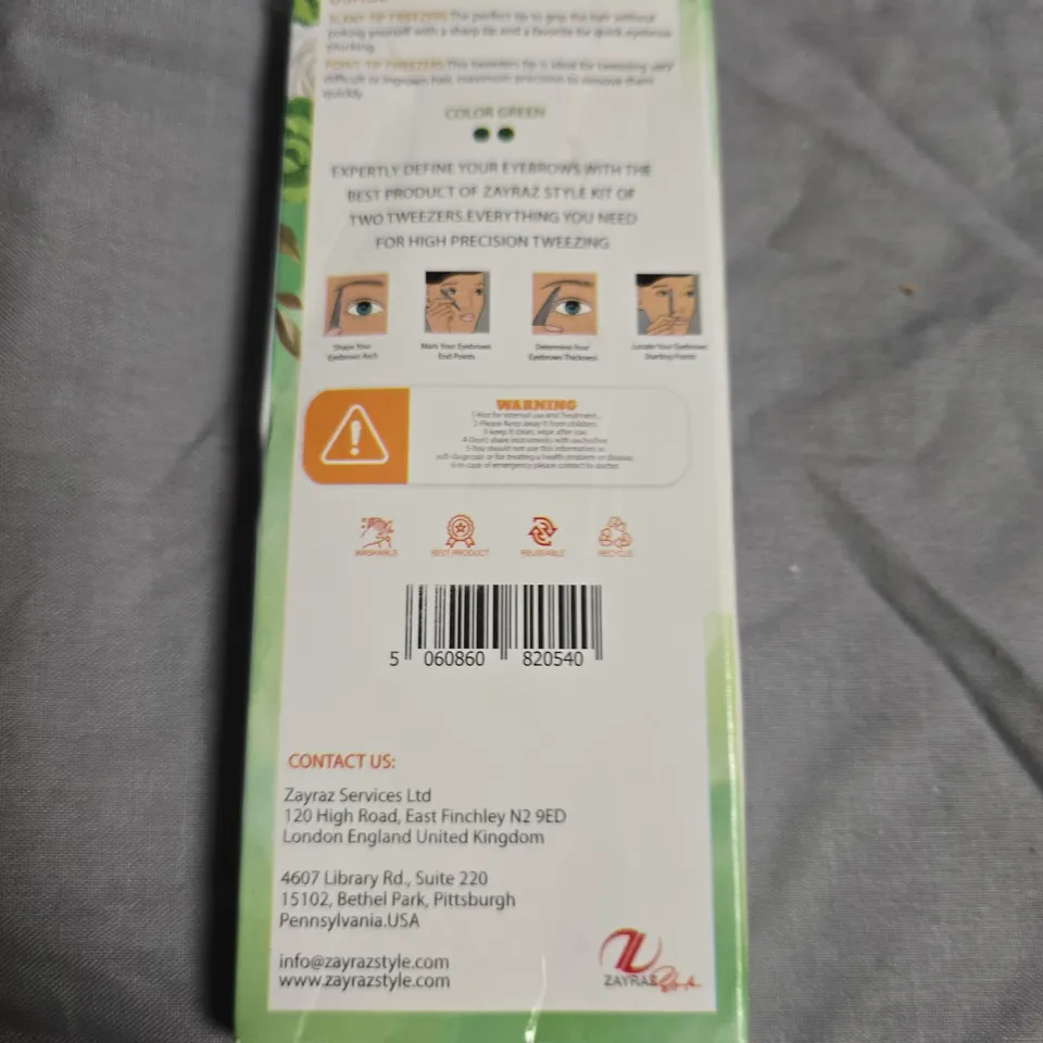 APPROXIMATELY 14 ZAYRAZ STYLE SET OF TWO TWEEZERS – SLANT-TIP & POINT-TIP