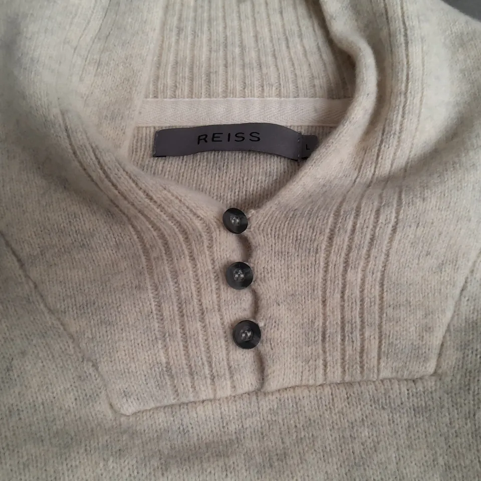 REISS HIGH COLLAR BUTTON DETAIL JUMPER - L