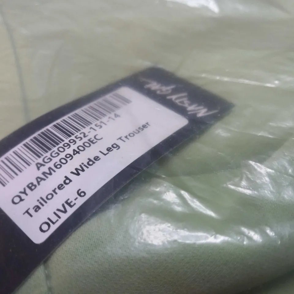 NASTY GAL OLIVE TAILORED WIDE LEG TROUSERS - SIZE 6