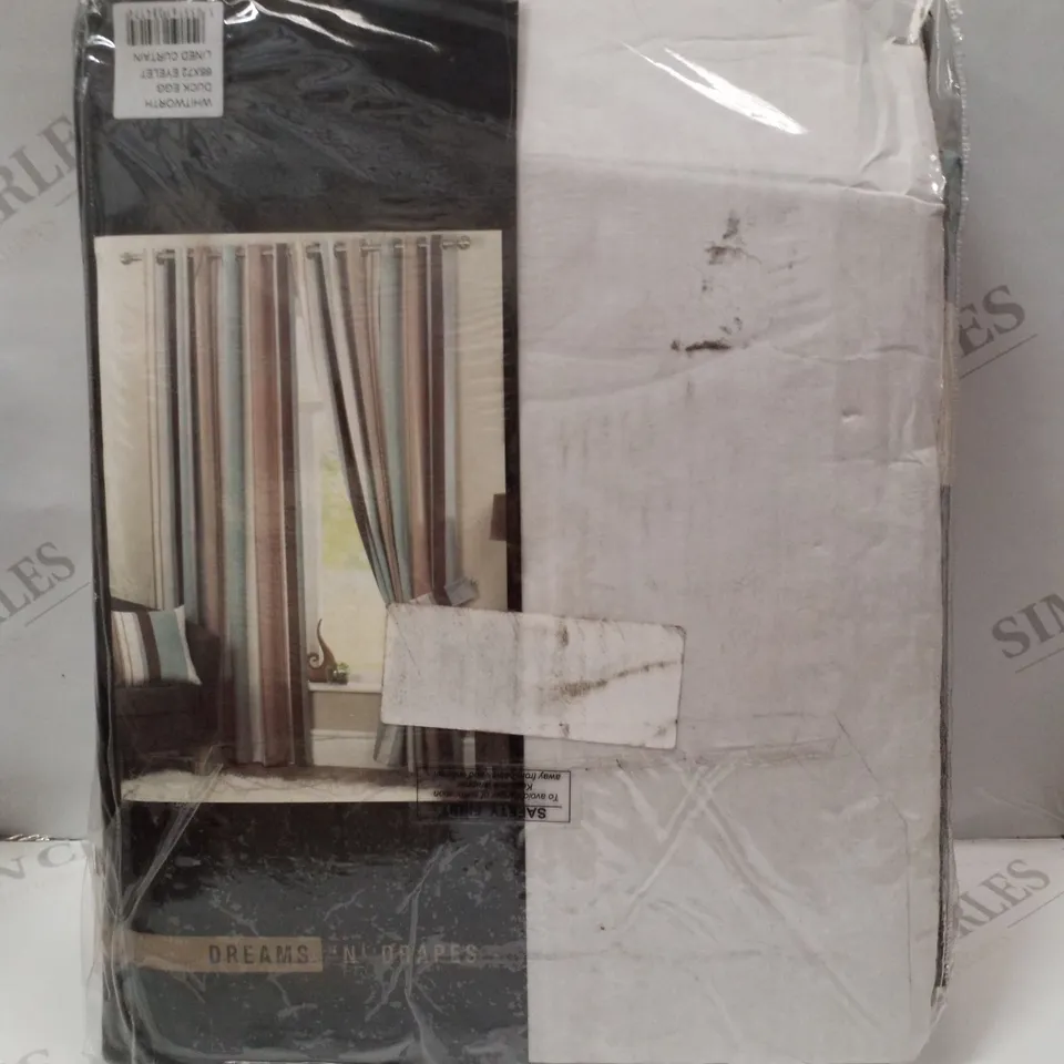 BRAND NEW DREAMS 'N' DRAPES WHITWORTH 168×183CM LINED EYELET CURTAINS - DUCK EGG