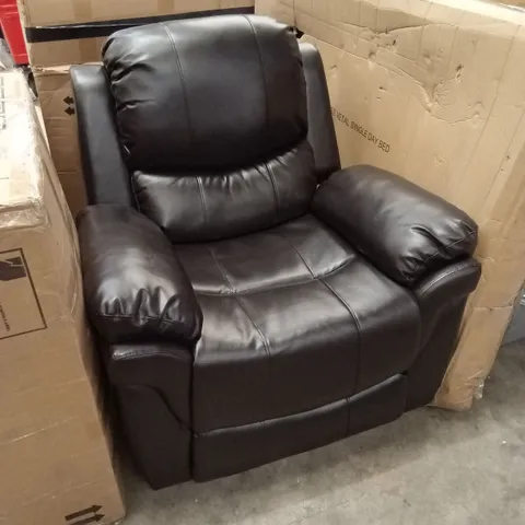 DESIGNER CHOCOLATE BROWN FAUX LEATHER MANUAL RECLINER CHAIR 