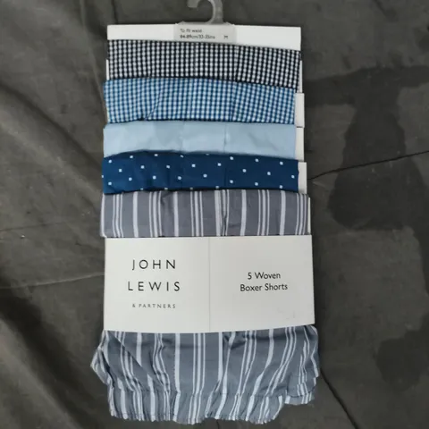 JOHN LEWIS PACK OF 5 WOVEN BOXER SHORTS SIZE MEDIUM