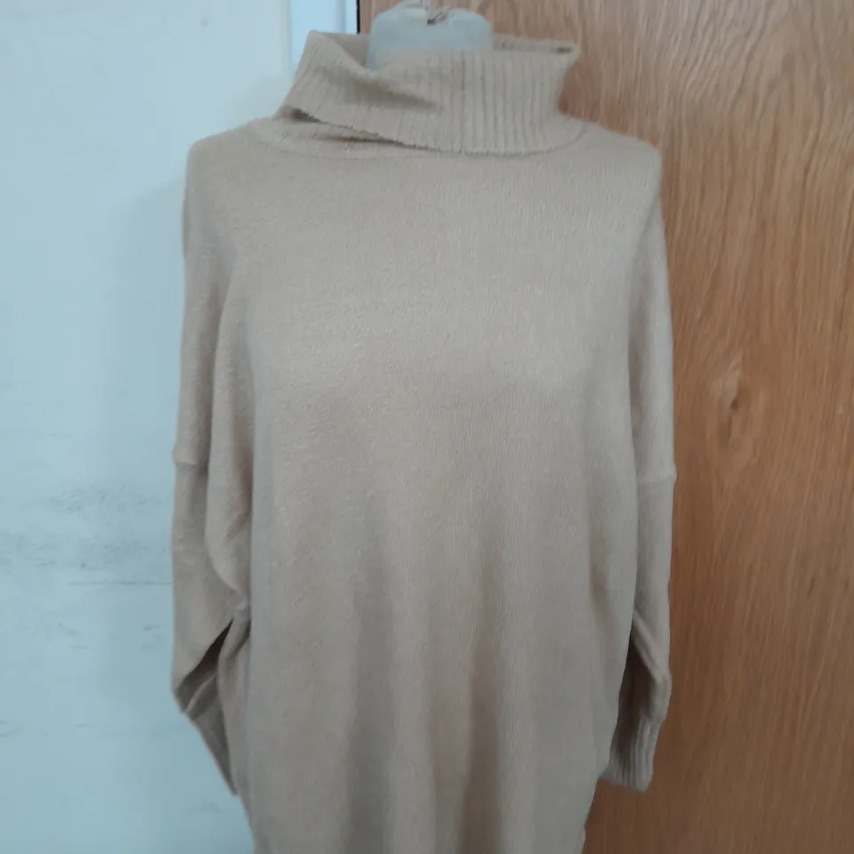 BRAVE SOUL LONG TURTLENECK JUMPER IN TAN SIZE 12 RRP £39.99