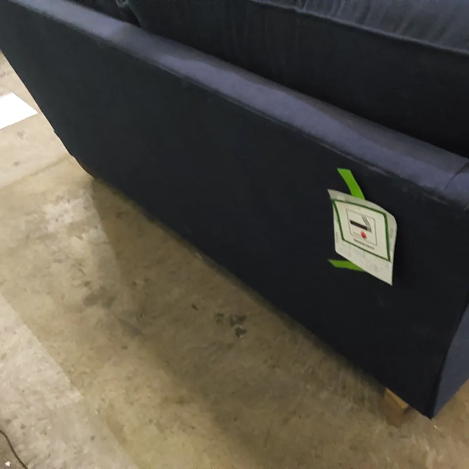 DESIGNER 2 SEATER SOFA IN NAVY BLUE FABRIC