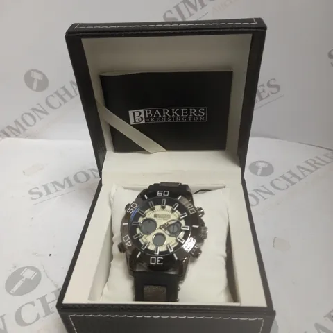 BOXED BARKERS OF KENSINGTON TURBO SPORT RUBBER STRAP WATCH