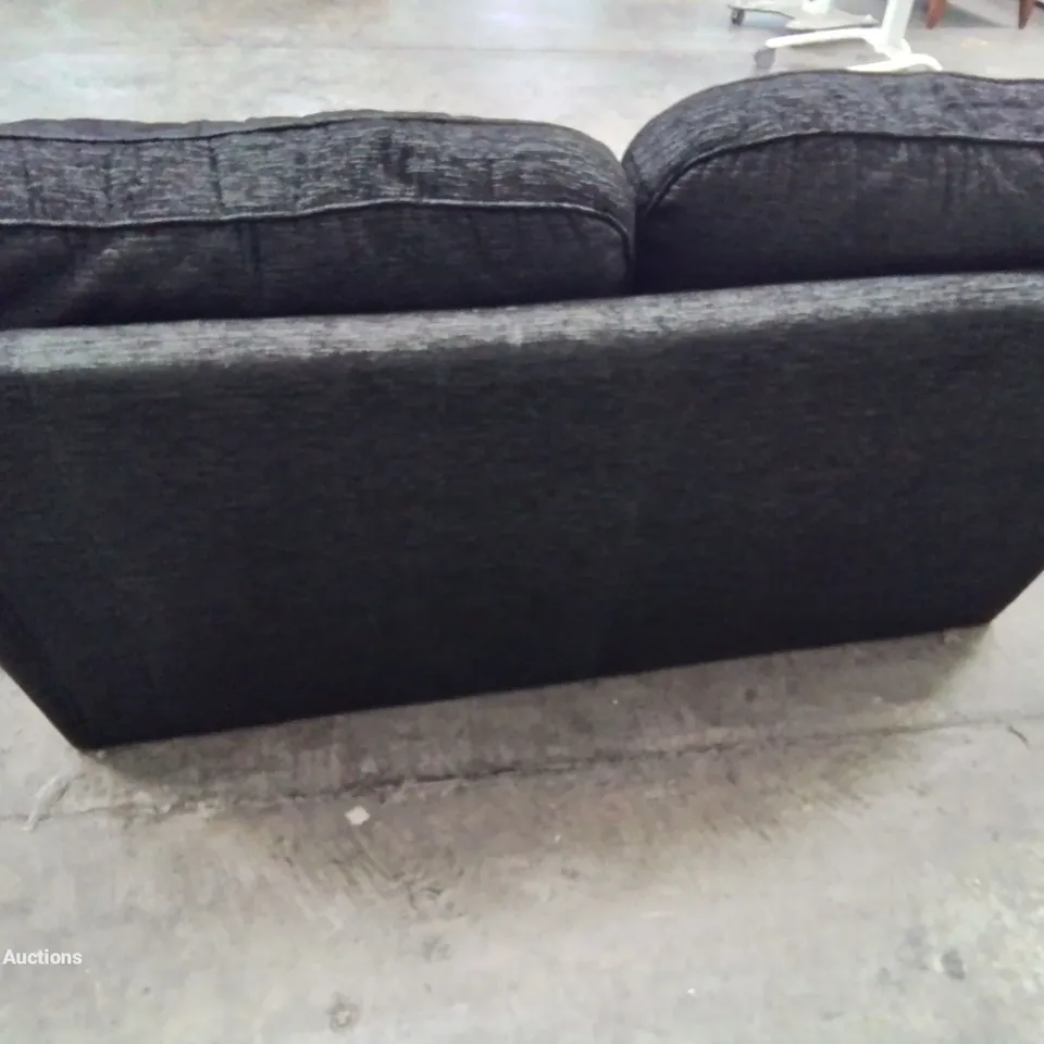 DESIGNER FABRIC UPHOLSTERED 2 SEATER SOFA IN BLACK