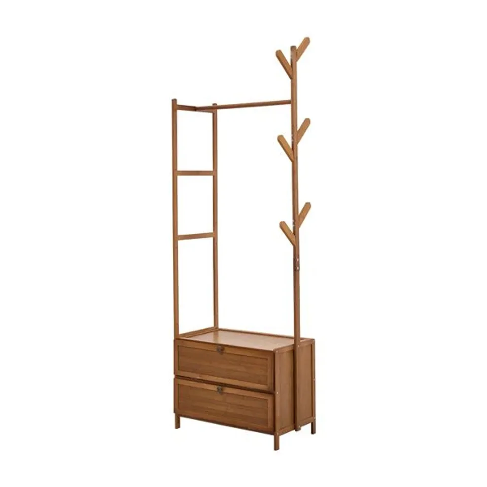 BOXED MULTI-FUNCTIONAL WOODEN COAT RACK WITH STORAGE CABINETS (1 BOX)