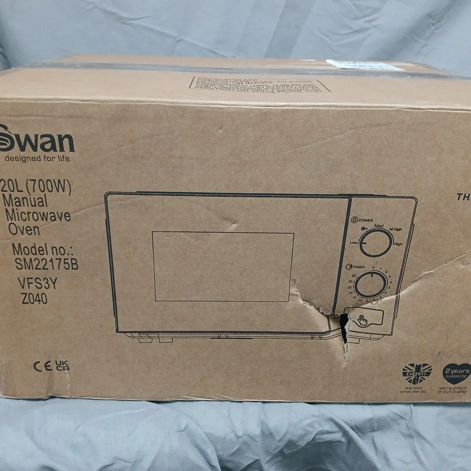 SWAN 20L 700W MANUAL MICROWAVE OVEN – MODEL SM22175B (BLACK)