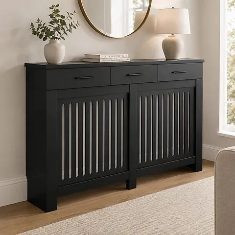 BOXED BLACK VERTICAL SLAT WITH DRAW 
