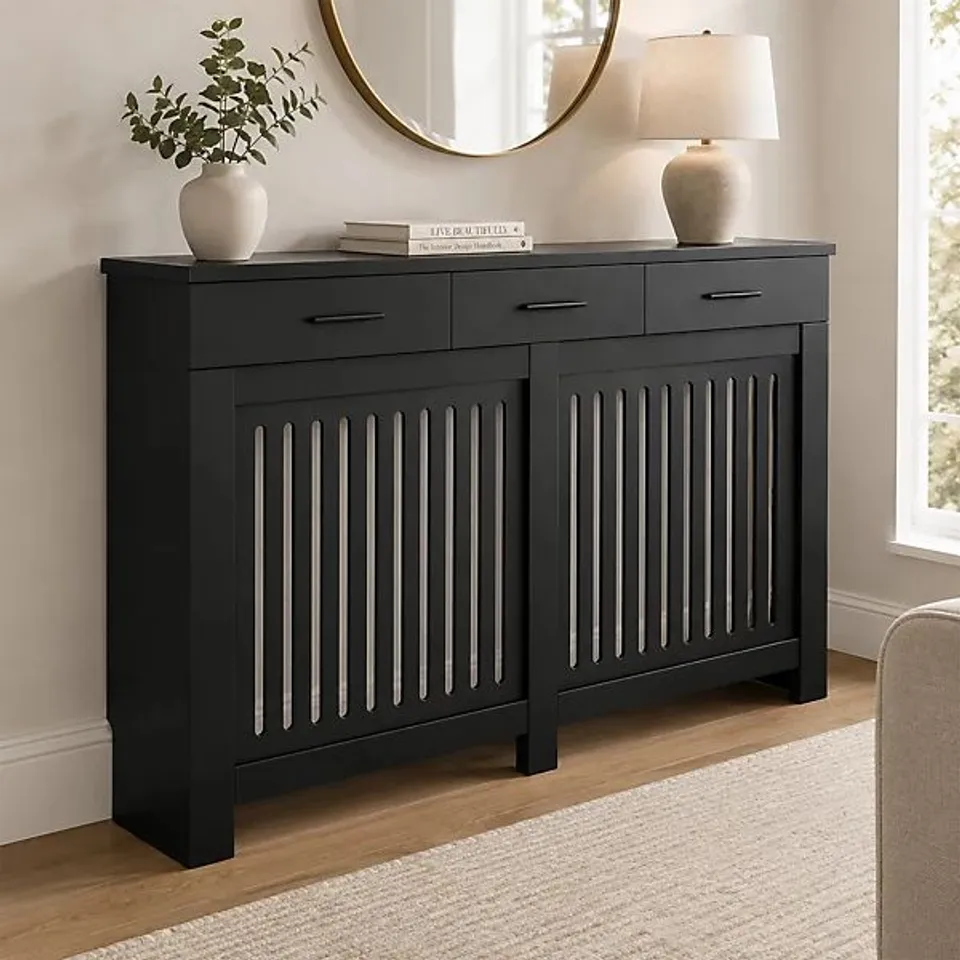 BOXED BLACK VERTICAL SLAT WITH DRAW