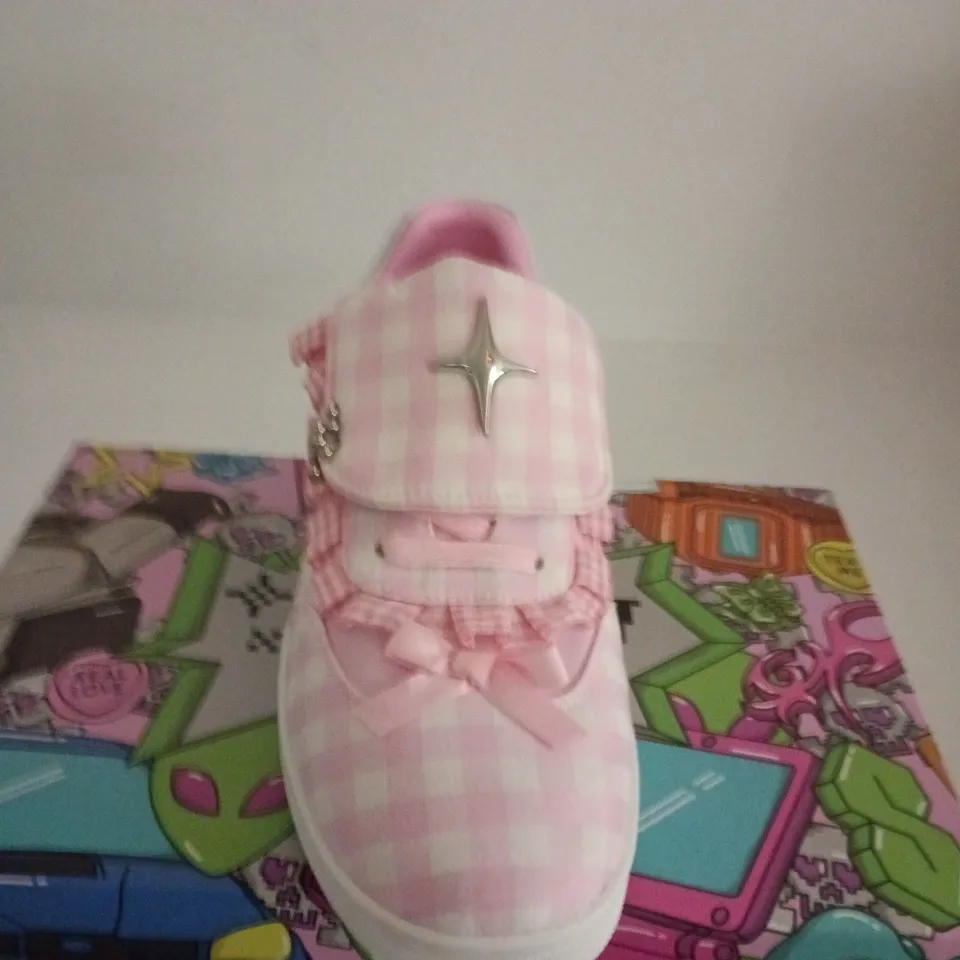 BOXED PAIR OF KOI MAGIC RABBIT PINK GINGHAM FLAT SHOES – UK 6