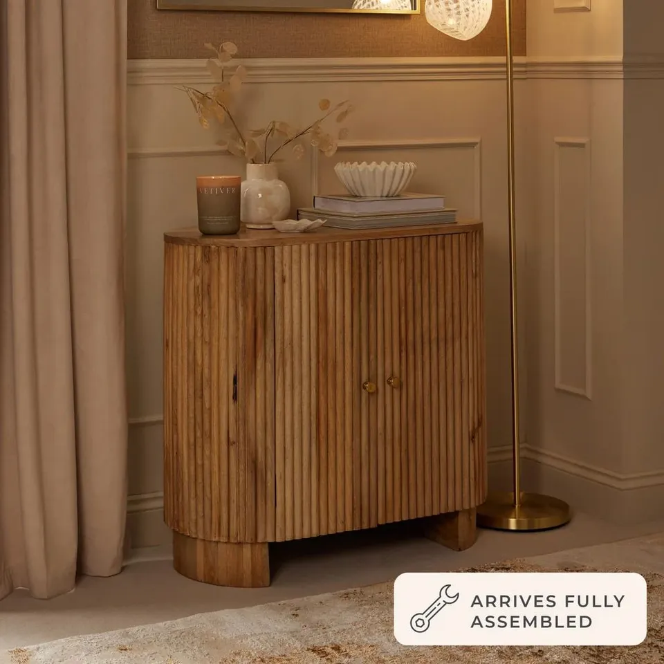 BOXED DUSK FINLEY MANGO WOOD 2 DOOR SIDEBOARD - NATURAL (1 BOX)