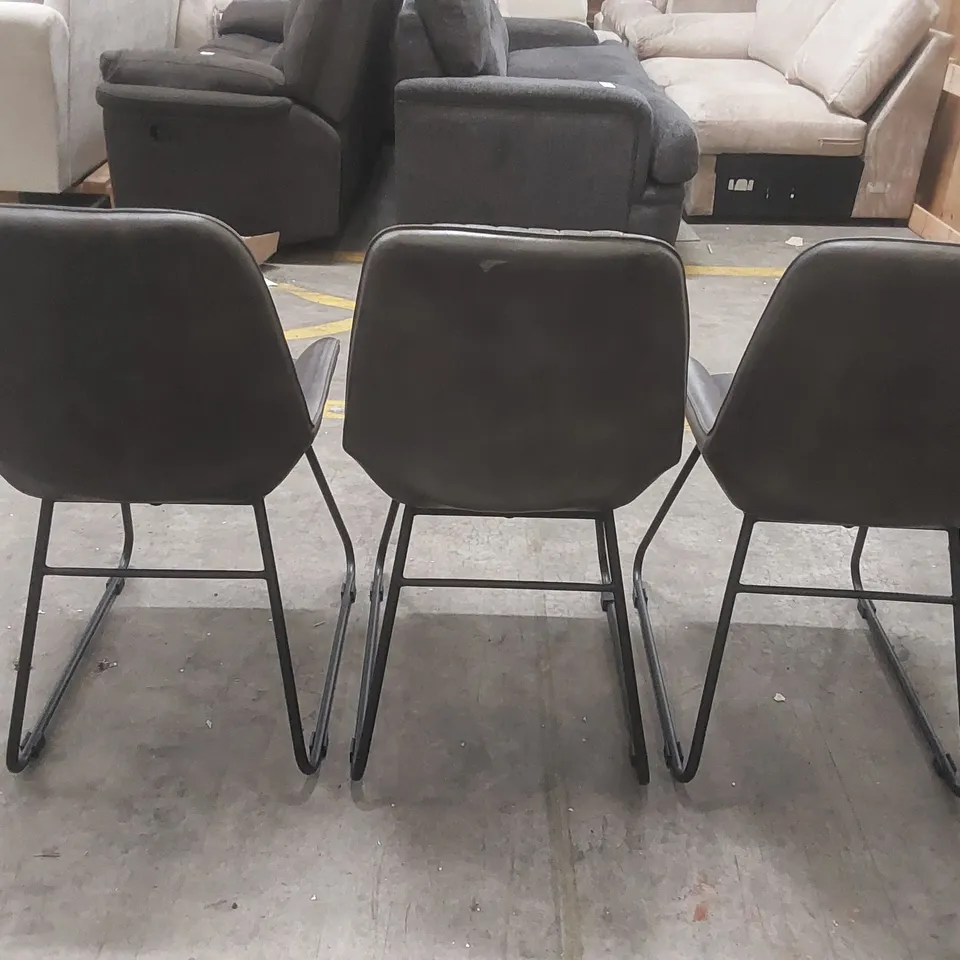 SET OF 3x BROOKLYN LEATHER DINING CHAIRS