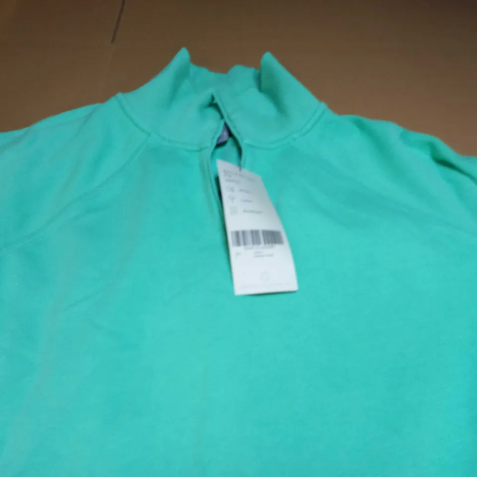 SWEATY BETTY REVIVE RIB HALF ZIP JUMPER IN RADIATE GREEN - SMALL