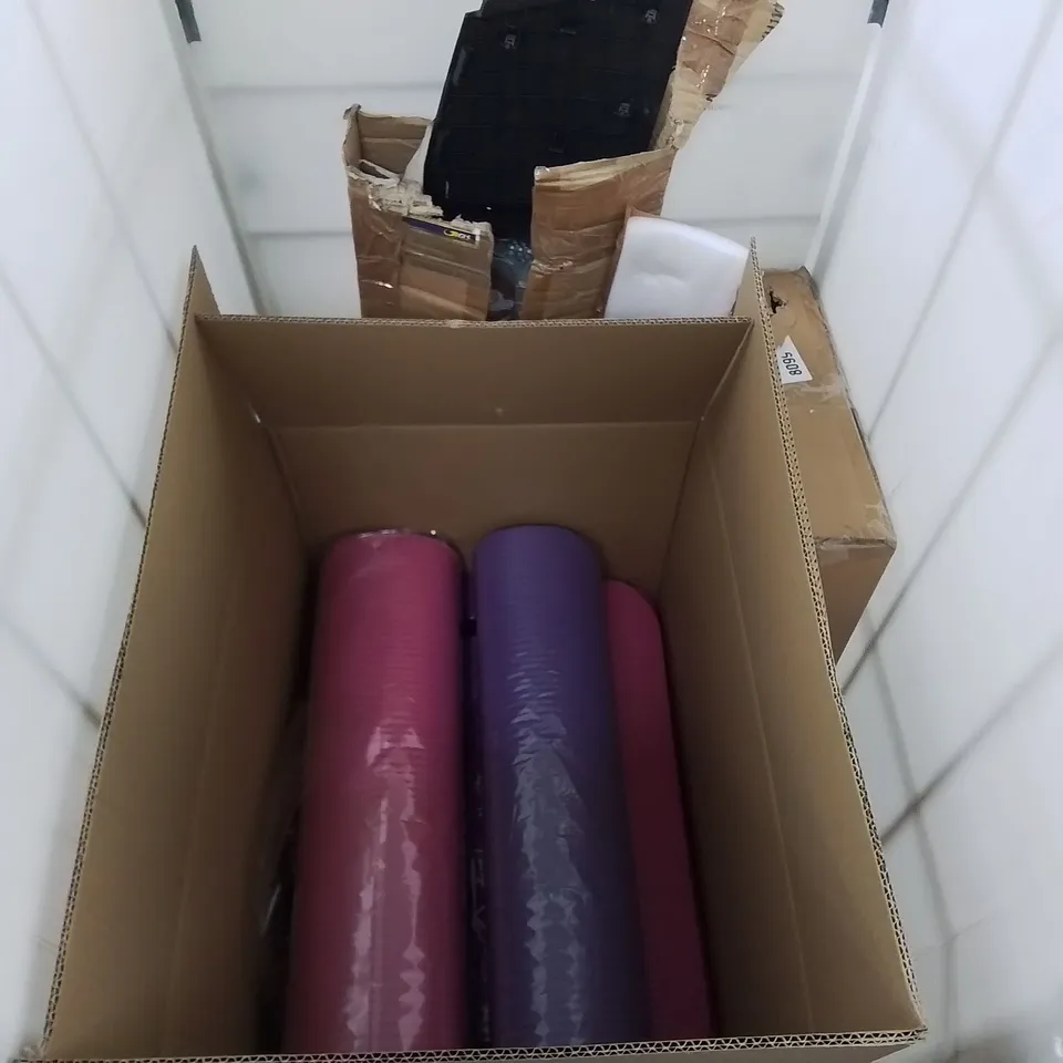 LOT OF APPROXIMATELY 15 ASSORTED HOUSEHOLD ITEMS TO INCLUDE LINKCHEF MINI CHOPPER, BREMBO BRAKEPADS, ALIVIO AIR BED AND YOGA MATS 